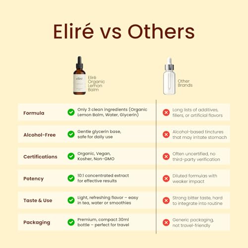 Elire Organic Lemon Balm Extract - Mood & Digestive Support - Alcohol-Free - Vegan, Non-GMO, Gluten-Free - 30ml