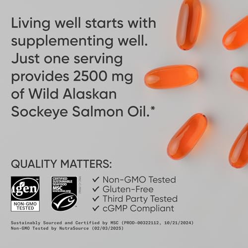 Sports Research Wild Caught Sockeye Alaskan Omega-3 Salmon Oil - 180 Softgels