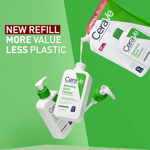 CeraVe Hydrating Facial Cleanser for Dry Skin with Hyaluronic Acid & Ceramides (16 oz Refill)