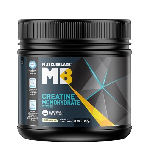 MuscleBlaze Creatine Monohydrate 250g (80 Servings) Unflavoured | Trustified Certified