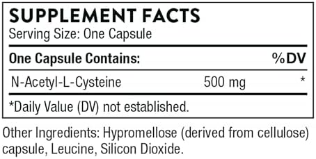 THORNE NAC - N-Acetylcysteine - 500mg - Supports Respiratory Health and Immune Function; Promotes Liver and Kidney Detox - 90 Capsules