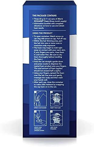 Men's Rogaine 5% Minoxidil Foam - 3-Month Hair Regrowth Treatment for Thinning Hair & Baldness
