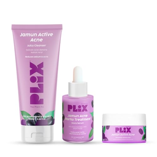 PLIX THE PLANT FIX Jamun Salicylic Acid Acne Treatment Combo: Cleanser, Serum & Moisturizer