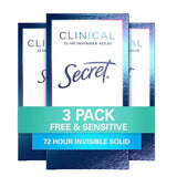 Secret Clinical Strength Women's Antiperspirant Deodorant, Unscented, 1.6 oz (3-Pack)