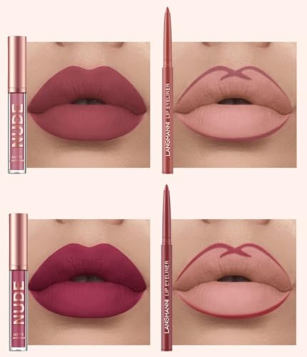 Khazna 12 Pcs Lip Liner and Lipstick Set - Velvety Matte Liquid Lipsticks