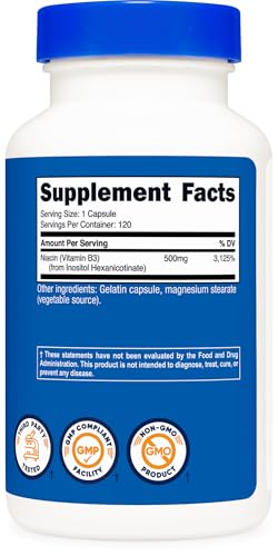 Nutricost Niacin (Flush-Free) Inositol Hexanicotinate 500mg, 120 Capsules