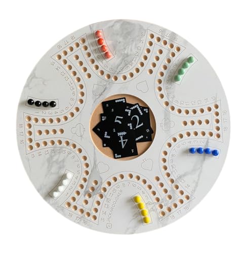 Jackaroo Wood Game Marble Color Two-Side Board - 4 Players One Side, 6 Players Other Side with Carry Bag