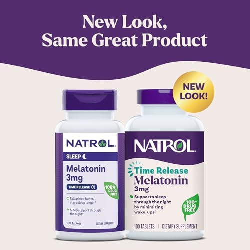 Natrol Melatonin 3 mg Time Release, Dietary Supplement to Minimize Wake Ups, Nighttime Sleep Aid, 100 Tablets, Up to a 100 Day Supply