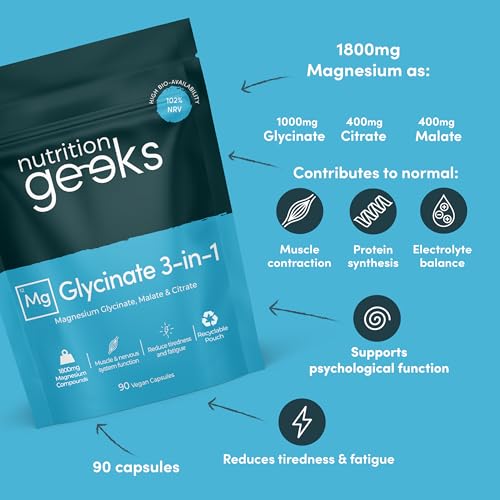 Triple Absorption Magnesium Complex: Glycinate, Citrate & Malate 1800mg - 90 Vegan Capsules (UK Made)
