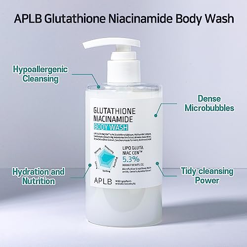 APLB Glutathione Niacinamide Body Wash | LIPO GLUTA NIAC CEN™ 5.3% | Korean Skincare for Brightening & Hydration | 10.14 FL.OZ