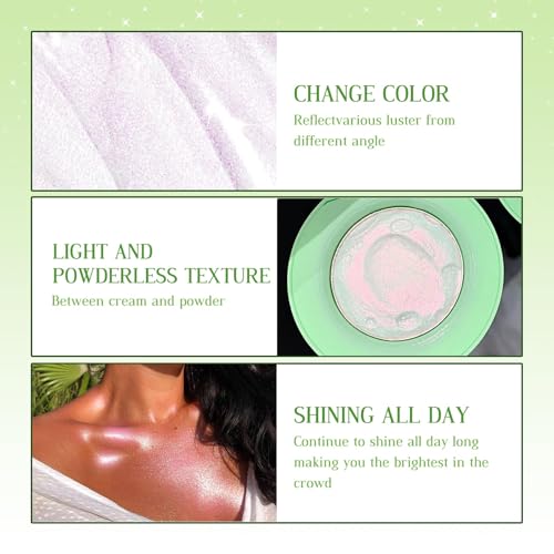 Highlighter Palette - Multichrome Face Shimmer Blush Makeup with Color Shifting Eyeshadow