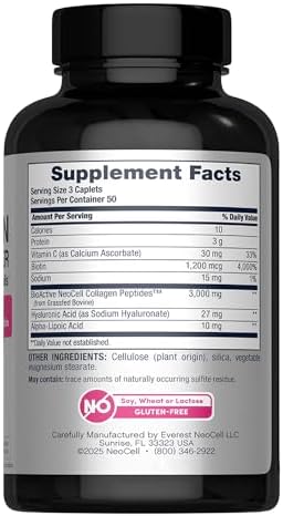 NeoCell Collagen Beauty Builder With Hyaluronic Acid and Biotin, Skin, Hair and Nails Supplement, Includes Antioxidants, Tablet, 150 Count