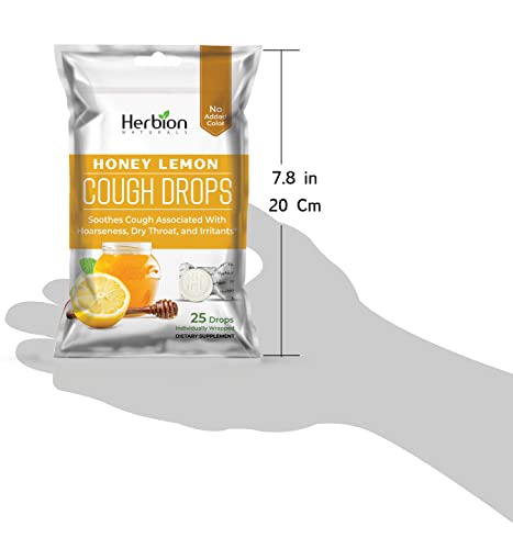 Herbion Naturals Honey Lemon Cough Drops - Soothing Relief - 25 Count