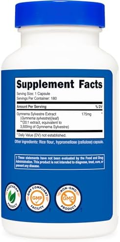 Nutricost Gymnema Sylvestre (20:1 Extract) 175mg - 180 Capsules | Blood Sugar Management