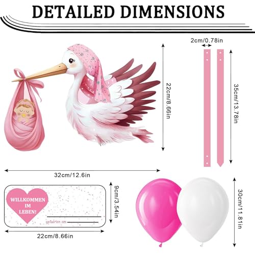 Outdoor Wooden Rattling Stork Set for Birth Announcement & Baby Showers