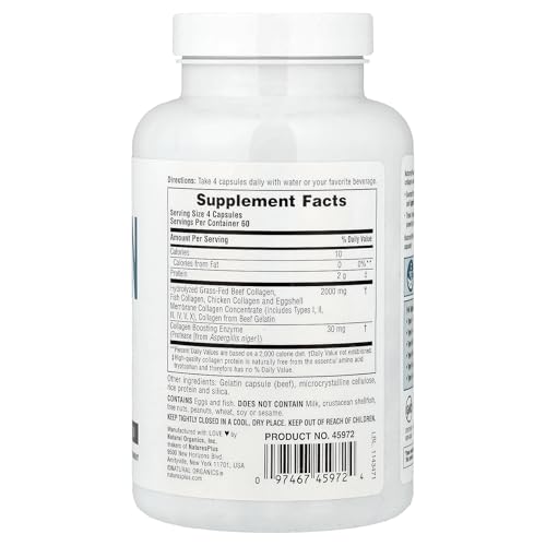 NaturesPlus Collagen Peptides - Multi-Sourced Total Body Support, 240 Capsules (Economy Size)