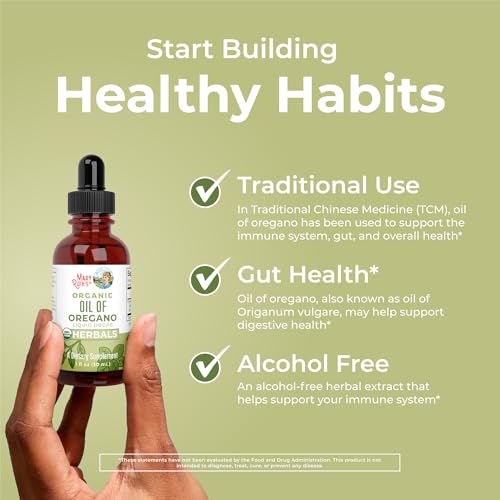 Oregano Oil Drops - 6 Month Supply | USDA Organic Oil of Oregano for Immune & Digestive Health | 1 Fl Oz