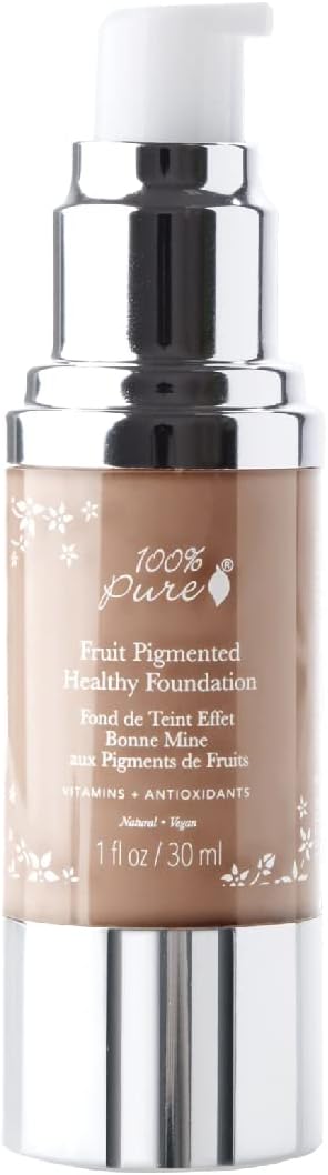 100% PURE Healthy Foundation Full Coverage Liquid Matte with Anti-Aging Benefits - Toffee (Tan, Neutral Undertone) - 1 fl oz