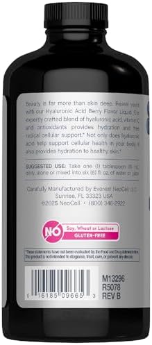 Neocell Hyaluronic Acid Blueberry Liquid - 16 fl oz for Hydration & Wellness