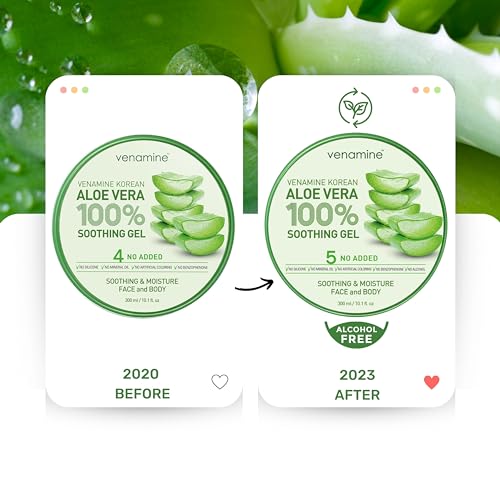 VENAMINE Korean Aloe Vera Soothing & Moisture Gel 100% – Organic Pure Gel for Face & Body 300ml