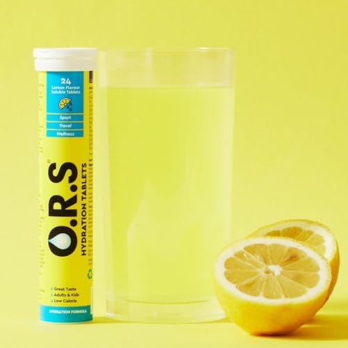 O.R.S Hydration Tablets with Electrolytes - Vegan & Gluten-Free - Natural Lemon Flavor (96 Tablets)