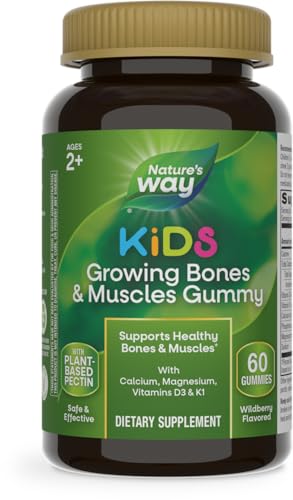 Nature's Way Kids Growing Bones & Muscles - Calcium & Vitamin D Gummies, Wildberry Flavor, 60 Count
