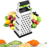 Stainless Steel 4-Sided Box Grater - 3 Hole Sizes for Cheese & Vegetables