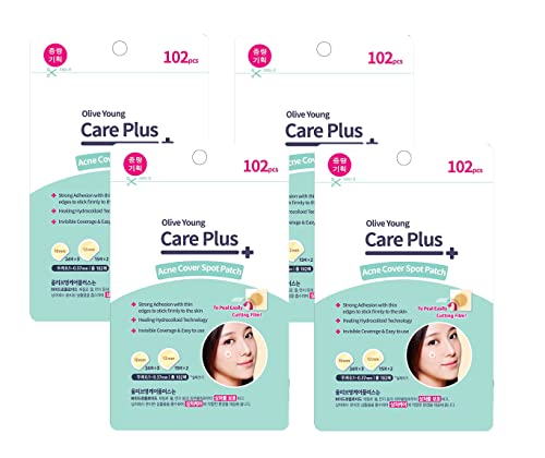 Olive Young Care Plus Spot Patch (102ea x 4packs) - Acne Absorbing Hydrocolloid Patch for Skin Trouble Care