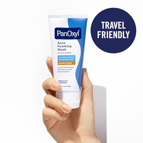 PanOxyl Acne Foaming Wash 10% Benzoyl Peroxide - Maximum Strength Antimicrobial - Travel Size 3 oz