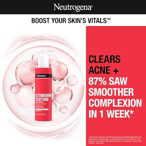 Neutrogena Stubborn Texture Daily Acne Facial Cleanser, Salicylic Acid + Glycolic & Polyhydroxy Acids, Fragrance-Free, 6.3 fl. oz