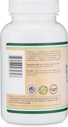 Cistanche Tubulosa Extract 500mg Per Serving (120 Capsules) Cistanche Testosterone Supplement for Men (Standardized to Contain Echinacosides and Acteosides) by Double Wood