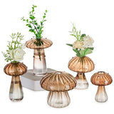 Glasseam Small Mushroom Glass Vase & Propagation Station - Mini Brown Decor