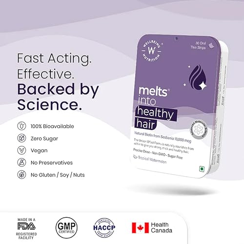 Melts Healthy Hair Plant-Based Biotin Strips - Nourish Strength & Thickness 30 Strips