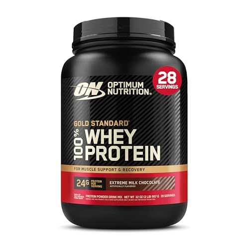 Optimum Nutrition (ON) Gold Standard 100% Whey Protein Powder - 24g Protein for Muscle Support & Recovery - Extreme Milk Chocolate, 2 Lbs, 28 Servings