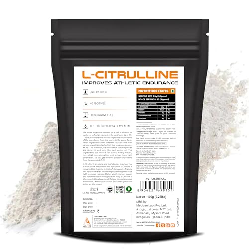 Asitis Nutrition Pure L-Citrulline Powder - 100gm Nitric Oxide Supplement
