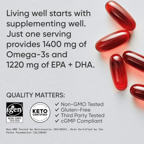 Sports Research Keto Omega-3 Salmon Oil + MCT Oil 120 Softgels