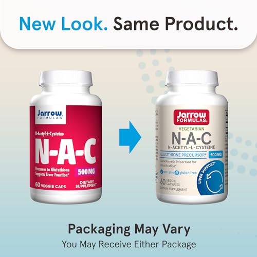 Jarrow Formulas N-Acetyl-L-Cysteine (NAC) 500mg - 100 Capsules - Antioxidant & Liver Support