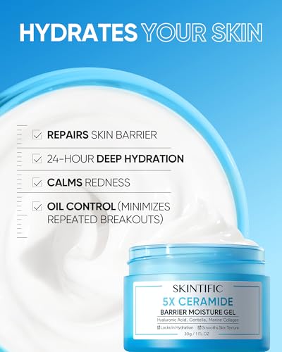 SKINTIFIC Moisturizing Cream - Hydrating Face Moisturizer with Hyaluronic Acid & 5X Ceramides - Fragrance Free, Non-Comedogenic
