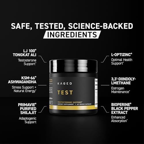 Kaged Testosterone Booster Ferodrox Ultra-Premium Hormone Management Supplement with LJ100 Tongkat Ali KSM-66 Ashwagandha Shilajit 60 Servings