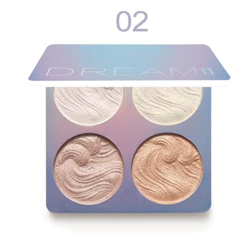 Joyzzz Highlighter Powder Palette - 4 Shimmer Colors for Long-Lasting Waterproof Illumination