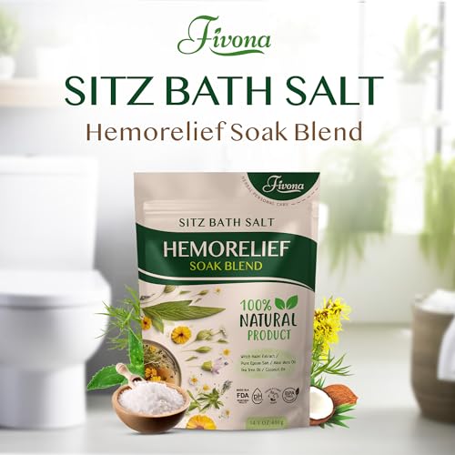 Hemorrhoid Treatment Sitz Bath Salt - Natural Soak Blend Epsom Salt with Essential Oils, Postpartum Recovery - 14.1oz