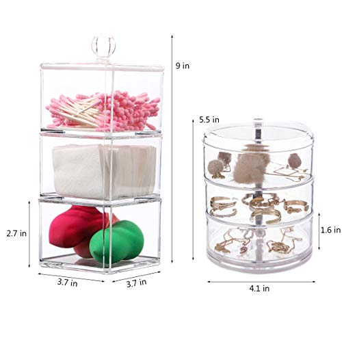 2 Pack Clear Acrylic Hair Accessory Storage Containers with Lids - Stackable Organizer for Hair Ties, Clips, Jewelry