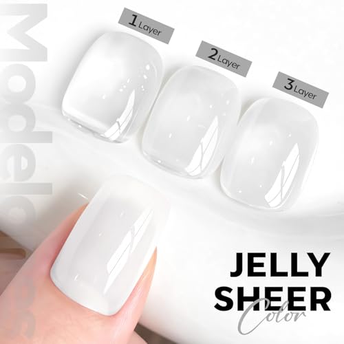 Modelones Milky White Gel Polish | Translucent Jelly Top Coat for French Finishes