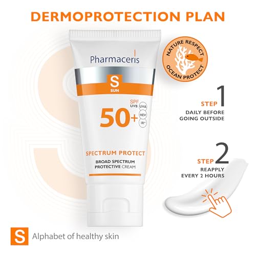 Pharmaceris S SPF 50+ Sunscreen Cream Bundle – Water-Resistant, Broad Spectrum UVA/UVB Protection, Fragrance-Free, Safe for Sensitive Skin (2 x 50ml)