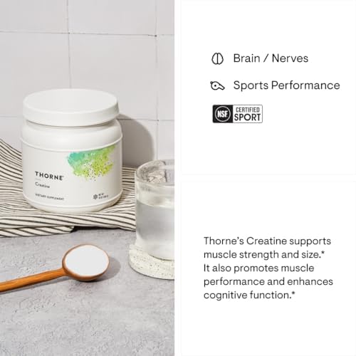 THORNE Creatine - Micronized Creatine Monohydrate Powder, Amino Acid Support for Muscles, Cellular Energy & Cognitive Function - Unflavored - NSF Certified for Sport - 5 g per Serving (90 Servings)