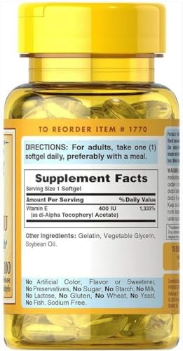 PURITAN'S PRIDE Vitamin E 400 IU - 100 Capsules - Antioxidant Powerhouse