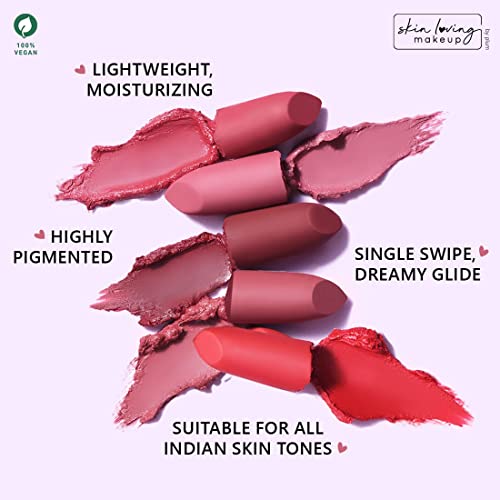 Plum Matterrific Lipstick - Highly Pigmented, Nourishing & 100% Vegan - Pull Me Roser - 121 (Rose Pink Nude)