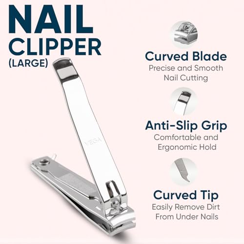 Vega Professional Large Nail Clipper - Precision Cutting for Strong Nails, 1 Piece
