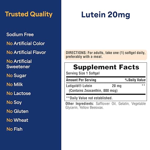 Puritan's Pride Lutein + Zeaxanthin Eye Health Supplement - 120 Softgels