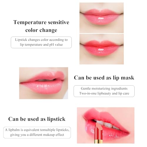 Hydrating Magic Color Changing Lipstick Set - Labiales with Argan Oil and Vitamin E (Red cherry)